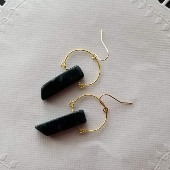 Handmade Green Moss Agate Earrings - Picture 2 of 5